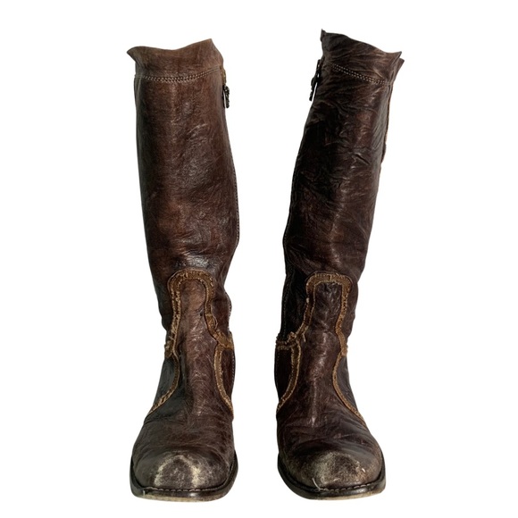 Siren by Mark Nason Women’s Distressed Brown Leather Tall Heeled Boots Size 8 - Picture 2 of 10